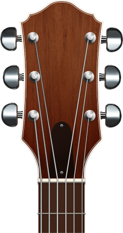Isang acoustic guitar head na may tuning pegs