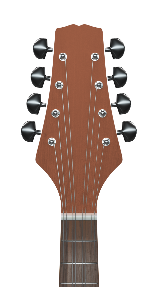 Isang acoustic guitar head na may tuning pegs